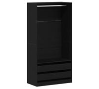 vidaXL Armario moderno de roble negro con 2 cajones de madera solución de almacenamiento para interior dormitorio uso 100 x 50 200 cm vestido elegante mobiliario contemporáneo