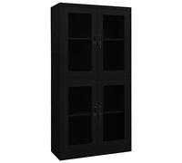 vidaXL Armario Oficina Mueble Archivador Armario Almacenamiento Archivos Documentos Organizador de Acero y Vidrio Templado Negro 90x40x180 cm