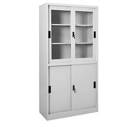 vidaXL Armario Oficina Puerta Corredera Mueble Archivador Armario Almacenamiento Archivos Documentos Organizador Acero Gris Claro 90x40x180 cm