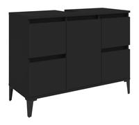 vidaXL Armario para Lavabo Madera contrachapada Negro 80x33x60 cm, Mueble de Lavabo, Armario de tocador, Armario para Debajo de Lavabo