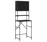 vidaXL Armario para Lavadora, Estantería de Almacenaje, Estantes para Encima de Inodoro, Mueble para Baño, Madera de Ingeniería Negro