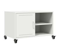 vidaXL Mueble de TV Acero Blanco 68x39x43,5 cm, Soporte de TV, Armario Auxiliar, Armario para Equipos de música, Armario de TV