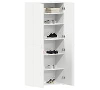 vidaXL Armario para zapatos 80x35,5x180 cm – Madera, 5 compartimentos, puertas – Blanco