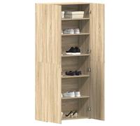 vidaXL Zapatero Roble Sonoma 80×35.5×180 cm - Madera, 4 puertas, estantes ajustables, contemporáneo
