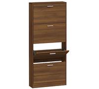 vidaXL - Armario para Zapatos, guardapolos, Armario de Almacenamiento, Mueble para Zapatos, Entrada, Pasillo, salón, Roble marrón, 59 x 17 x 150 cm, Madera de ingeniería