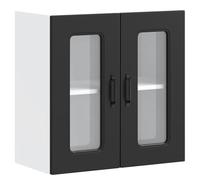 vidaXL Armario Pared Cocina Puerta de Cristal Kalmar Negra, Unidad de Pared de Cocina, Armario para Pared de Cocina, Armario de Cocina en la Pared