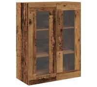vidaXL Armario Pared con Puertas Vidrio Madera Envejecida 69,5x34x90cm