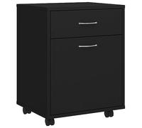 vidaXL Armario Rodante Cajonera Estantería Estante Oficina Habitación Muebles Mobiliario Almacenamiento de Madera Contrachapada Negro 45x38x54 cm
