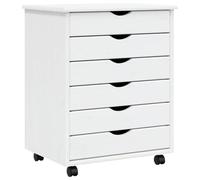 vidaXL Cajonera con Ruedas Moss Madera Maciza de Pino Blanco