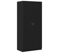 vidaXL Armario Moderno de Roble Negro Almacenamiento en Dormitorio | Madera Diseñada Dos Puertas Planas Diseño Estiloso Montaje Simple 90X52X200Cm Muebles Interiores Espaciosos