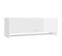 vidaXL Armario Ropero Guardarropa Percha Dormitorio Habitación Muebles Mobiliario Estantes Organizador Contrachapada Blanco con Brillo 100x32,5x35cm