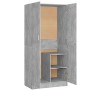 vidaXL Armario Ropero Guardarropa Percha Dormitorio Habitación Muebles Mobiliario Estantes Organizador de Contrachapada Gris Hormigón 82,5x51,5x180 cm