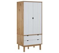 vidaXL Armario Ropero Ropa Cajones Mueble Almacenamiento Guardarropa Organizador Dormitorio Habitación de Madera Maciza de Pino Marrón y Blanco