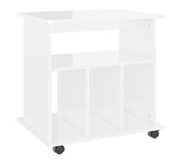 Vidaxl armario ruedas madera contrachapada blanco brillante 60x45x60cm