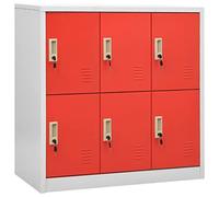 vidaXL Armario Taquilla Casillero Escuela Libros Archivos Almacenamiento Oficina Archivador Habitación de Acero Gris Claro y Rojo 90x45x92,5 cm