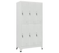 vidaXL Armario Taquilla con 6 Compartimentos de Acero Gris Mueble Vestuario
