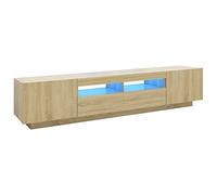 Armario Tv Con Luces Led Color Roble Sonoma 200x35x40 Cm Vidaxl