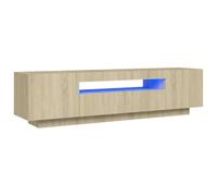 vidaXL Armario TV con Luces LED Soporte Mobiliario Aparador Estante Salón Sala de Estar Dormitorio Decoración Color Roble Sonoma 160x35x40 cm