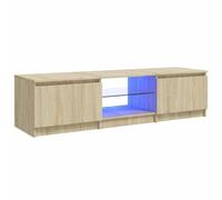 vidaXL Armario TV con Luces LED Soporte Mobiliario Aparador Estante Salón Sala de Estar Dormitorio Decoración Roble Sonoma 140x40x36 cm