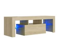 vidaXL Armario TV con Luces LED Soporte Muebles Aparador Estante Salón Sala de Estar Decoración Entretenimiento Roble Sonoma 120x35x40 cm