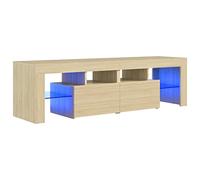 vidaXL Armario TV con Luces LED Soporte Muebles Aparador Estante Salón Sala de Estar Decoración Entretenimiento Roble Sonoma 140x36,5x40 cm