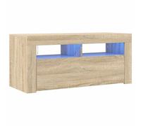Mueble De Tv Con Luces Led Roble Sonoma 90x35x40 Cm Vidaxl