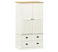 vidaXL Armario Vigo Madera Maciza de Pino Blanco 90x55x170 cm, Armario ropero, Armario de Dormitorio, Armario Independiente, Armario almacenaje