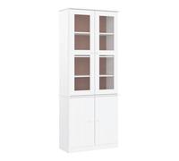 Vidaxl armario vitrina alta madera maciza pino blanco 77x35x186,5cm