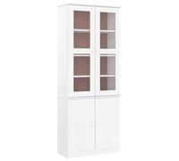 VidaXL Armario de Madera Maciza Pino Blanco 77x35x186,5cm, Vitrina Expositor de Cristal