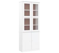 vidaXL Armario Vitrina Alta Madera Maciza Pino Blanco 77x35x186,5cm, Mueble Vitrina, Armario Expositor, Armario Cristal, Vitrina