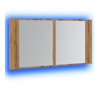 vidaXL Armario y Espejo LED Madera ingeniería Roble Artisan 90x12x45cm