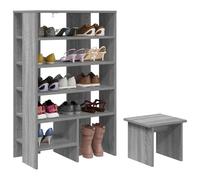 vidaXL Armario Zapatero 2 pcs Gris Sonoma Madera de ingeniería, Unidad de Almacenamiento Moderna y Resistente para el Pasillo, Armario Minimalista para Zapatos, Organizador Rectangular para la entrad