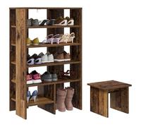 vidaXL Armario Zapatero 2 pcs Madera Vieja Madera de ingeniería, Unidad de Almacenamiento Moderna y Resistente para el Pasillo, Armario Minimalista para Zapatos, Organizador Rectangular para la entra