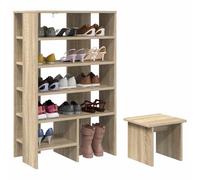 vidaXL Armario Zapatero 2 pcs Roble Sonoma Madera de ingeniería, Unidad de Almacenamiento Moderna y Resistente para el Pasillo, Armario Minimalista para Zapatos, Organizador Rectangular para la entra