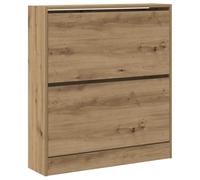 vidaXL Zapatero Moderno de Roble Ahumado con Puertas Deslizantes | Organizador de Almacenamiento de Madera Dormitorio y Pasillo | Diseño Estiloso y Duradero | Gran Solución | Es