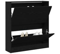 vidaXL Armario Zapatero con Estante Roble Negro 80 x 21 x 87,5 cm, Salón, decoración Minimalista, Zapatero, Mueble de Almacenamiento, diseño contemporáneo, Organizador Compacto