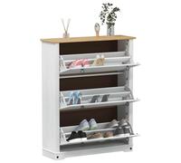 vidaXL Armario Zapatero Corona 99 x 32 x 122 cm Madera de Pino Macizo, Almacenamiento Amplio, Rectangular, Rústico, Duradero, Veta de Madera, Mesa para Sala de Estar, Cocina, Oficina o Uso Exterior
