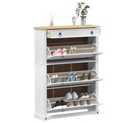 vidaXL Armario Zapatero Corona 99 x 32 x 138 cm Madera de Pino Macizo, Almacenamiento Amplio, Rectangular, Rústico, Duradero, Veta de Madera, Mesa para Sala de Estar, Cocina, Oficina o Uso Exterior