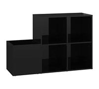vidaXL Armario Zapatero de Sala Organizador Pasillo Zapatos Almacenamiento Estante Recibidor Entrada Madera Contrachapada Negro Brillo 105x35,5x70 cm