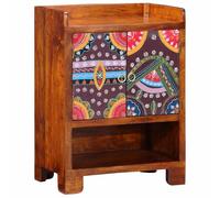 vidaXL Armario Zapatero Marrón 55 x 35 x 75 cm Madera de Acacia Sólida | Ideal para zapatos y varias cosas, Patrones pintados a mano que realmente se destacan,