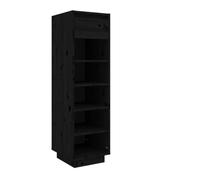 vidaXL Armario Zapatero Organizador Pasillo Sala Zapatos Almacenamiento Estante Recibidor Entrada de Madera Maciza de Pino Negro 30x34x105 cm