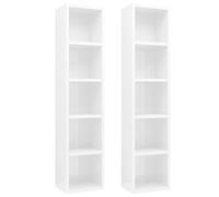 vidaXL Armarios de CD 2 piezas blanco brillante 21x16x93,5 cm aglomerado