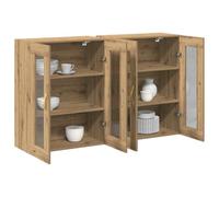 vidaXL Moderno aparador buffet con superficie de roble hecho a mano, estantes ajustables y detalles dorados, elegante soporte inferior, armario rectangular, 139 x 34 x 90 cm, ideal para comedor