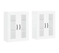 vidaXL Armarios de Pared 2 uds, Armarios Flotantes de Almacenaje, Aparadores Colgantes, Armarios Auxiliares, Madera de Ingeniería Blanco