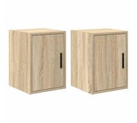 vidaXL Armarios de pared 2 uds para garaje madera de ingeniería, armario, armario de pared para garaje, armario de herramientas montado en la pared