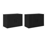 vidaXL Armarios de pared 2 uds para garaje madera de ingeniería negro