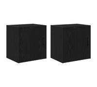 vidaXL Armarios de pared 2 uds para garaje madera de ingeniería negro, armario, armario de pared para garaje, armario de herramientas montado en la pared
