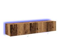 vidaXL Mueble de TV moderno para salón montado en la pared con iluminación LED integrada de madera maciza de recuperación, 80 x 35 x 31 cm, diseño elegante y funcional, ideal como estantería flotante