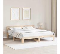vidaXL Armazón de Cama Color Natural de Madera de Pino Maciza 180X200 cm Estilo Minimalista Uso Interior solución de Almacenamiento sin Base de Caja Plataforma tamaño King Duradera para Adultos