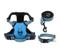 vidaXL Arnés para perros con correa y collar ajustable azul L
